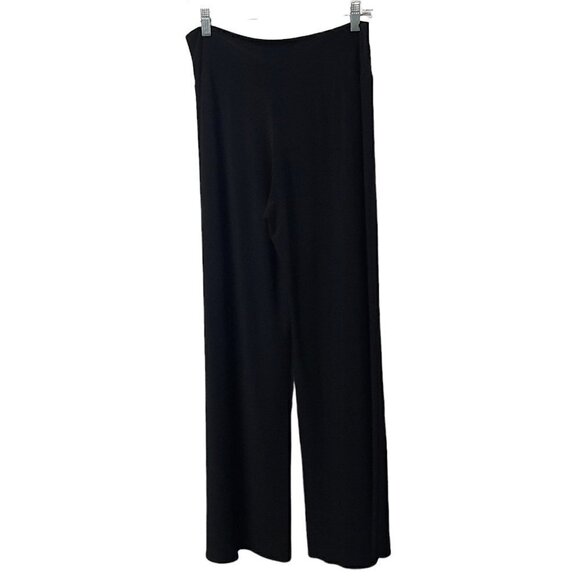 Clara Sun Woo Solid Black Palazzo Pants Wide Leg High Rise Pull On Stretch XL - Picture 2 of 10